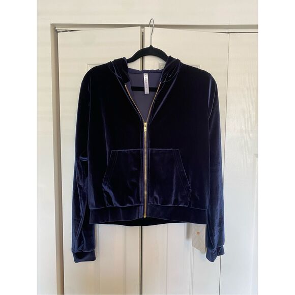 Fabletics NWT Donna Velour Hoodie in Navy Blue, Size Small, MSRP $85 - Picture 2 of 8
